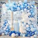 Snowflake Balloon Arch Garland Kit,Frozen Balloon Arch Kit with Blue Metallic Silver White Snowflake Balloons for Winter Wonderland Christmas Baby Shower Snow Princess Birthday Party Decorations