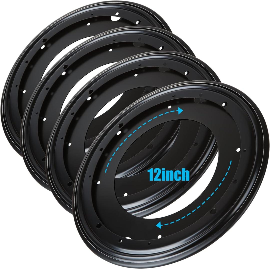 4Pack 12inch Lazy Susan Hardware, 5/16 Thick Turntable Bearings, 1000lbs Rotating Bearing Plate Heavy Duty for Rotating Table, Book Case, Serving Tray,DVD Tower, Corner Shelves, Shoe Rack