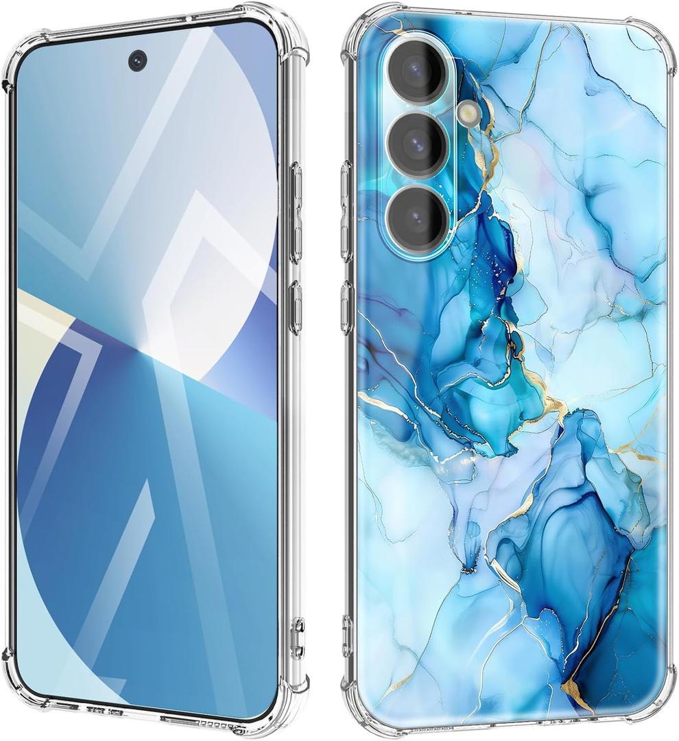 for Samsung Galaxy A57 Case 5G Flowers and Marble Slim Anti-Drop Shockproof Protective Soft Shockproof Clear Phone Protective Covers 6.7 Inch for Women (Golden Tides)