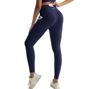 RUNNING GIRL Leggings with Pockets for Women Tummy Control 25" High Waisted Yoga Pants Buttery Soft Gym Workout Yoga Leggings(3152 Navy Blue XXL)