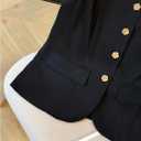 GORGLITTER Women's Button Up Blazer Vest Top Dressy Sleeveless V Neck Business Casual Work Tops Trendy (Black, S)