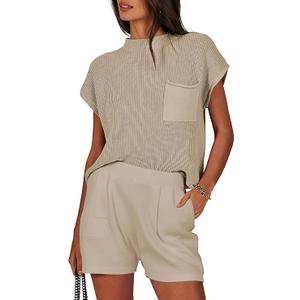 ANRABESS Women's Two Piece Summer Outfits Knit Sweater Short Sets Pullover Tops & Shorts Lounge Matching Clothes Set, Medium ANRABESS Women's Two Piece Summer Outfits Knit Sweater Short Sets Pullover Tops & Shorts Lounge Matching Clothes Set, Medium