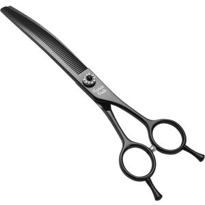Fenice Peak Professional Dog Grooming Scissors Pet Curved Thinning Shears 7.0'' Extremely Sharp Blades 440C Steel Thinning Scissors Durable Smooth Motion & Fine Cut for Dogs and Cats(Black)