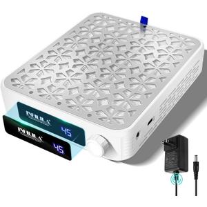 NXJ INFILILA Nail Dust Collector Upgrade Professional 4500RPM Nail Vacuum Fan Vent Dust Collector, Adjustable Speed Portable Dust Collector Nail Tech for Acrylic Nail Polishing Manicure Salon Home