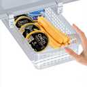 TidyFriend Refrigerator Egg Drawer 14.1" x 7.7" x 4" - Snap-on Holder for Organizes and Protects Eggs - Adjustable and Space Saving, Storage Container (White Egg Mesh Basket)
