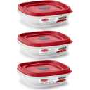 Rubbermaid Easy Find Lids 3-Cup Food Storage Containers with Red Vented Lids (Pack of 3 Containers)