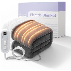 Heated Blanket Electric Throw - 50x60 Heating Blanket Throw Auto-Off Over-Heat Protection Flannel Sherpa Electric