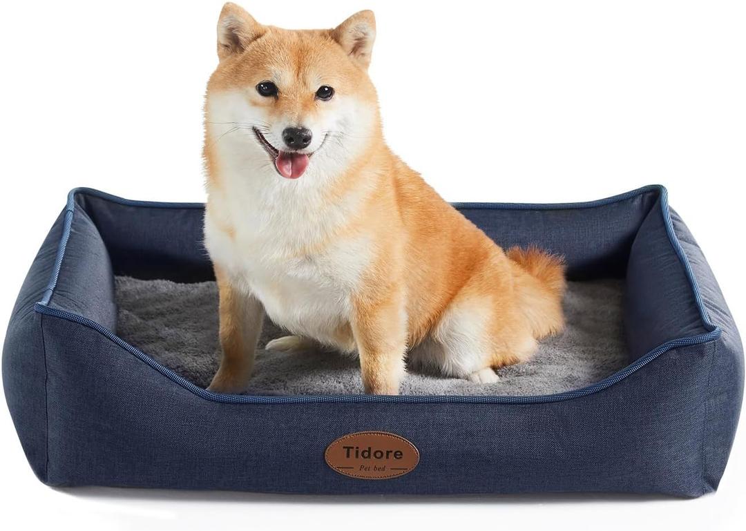 Tidore Orthopedic Dog Beds for Medium Dogs, Durable Egg Crate Foam Sofa Dog Bed wit Washable Removable Cover, Waterproof Lining, Pet Bed for Large Dogs (Navy Blue, 26.4" L x 21.7" W x 6.2" Th)