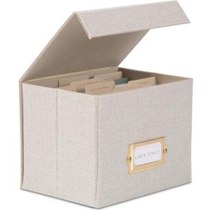 ZICOTO Beautiful Greeting Card Organizer Box With Dividers - Sturdy Linen Storage Box Easily Organizes All Your Greeting Cards in Style - Cute Card Holder Safely Stores Up to 300 Small Or Large Cards