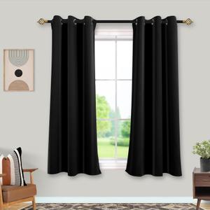Mrs.Naturall 54 Inch Long Short Black Out Curtains for Windows,Room Darkening Thermal Blackout Curtains 54 in Length 2 Panels Set