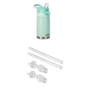 Nuby Thirsty Kids No Spill Flip-It Reflex Stainless Steel Travel Cup or Water Bottle - 10 Oz - 18+ Months - Blue