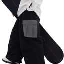 SNOWVERB Super Baggy Snowboard Pants Waterproof Insulated Ski Pants Loose Fit Freestyle Mountain Snow Pants Men Women (Black, L)