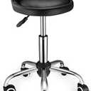 Swivel Rolling Stool with Wheels Height Adjustable Stool Chair Drafting Chair with Backrest Black