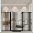 40.55" Extra Tall Dog Gate for Doorways Stairs, 63-65.7 in Extra Wide Baby Gate Walk Thru, Pressure Mounted Tall Pet Gates No Drill, Large Doggie Gates with Door, Auto Close Indoor, Black