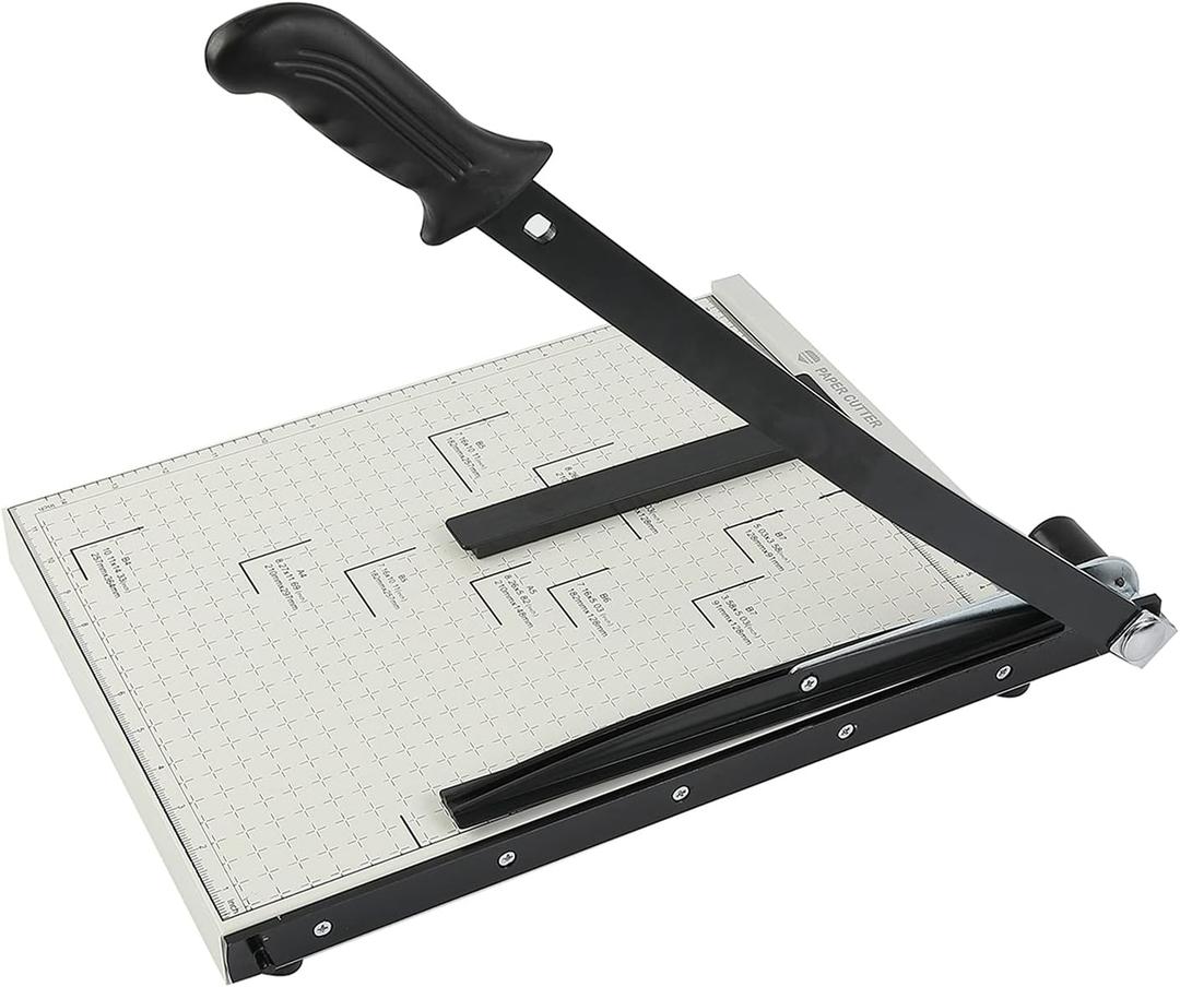 ZEQUAN 15 Inch B4 Guillotine Paper Cutter, Heavy Duty Stack Paper Trimmer with Metal Base, Guard Rail & Safety Lock, 10 Sheet Capacity for Office, Home, School