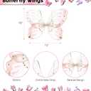 Mozlly Butterfly Wings - Glitter Pixie Fairy Wings for Little Girls, Dress Up Pretend Accessory for Kids Halloween Costume (White)