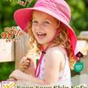 Home Prefer UPF50 Wide Brim Kids Sun Hat Neck Flap Boys Girls Sun Protection Hat for Beach Fishing (Pink, L)