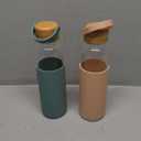 wangsdjy 21oz Borosilicate Glass Water Bottles with Silicone Non-Slip Sleeve & Leak-Proof Lid-Reusable Drink Bottle for Office,Travel,Gym,Hiking-BPA Free,Ideal Gift for Home,Car &Fitness (Pink+Green)