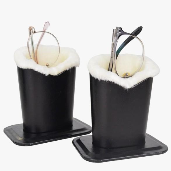 Baitaihem Pack of 2 Plush Lined Eyeglasses Holder Stand Protective Glasses Case For Desks Or Nightstands