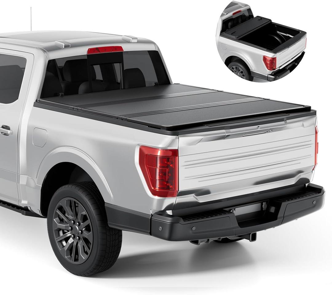 Tono King FRP Hard Tri-fold Tonneau Cover Fold Truck Bed Covers Compatible with 2015-2026 Ford F150 | F150 Lightning 5' 5" Bed (66")