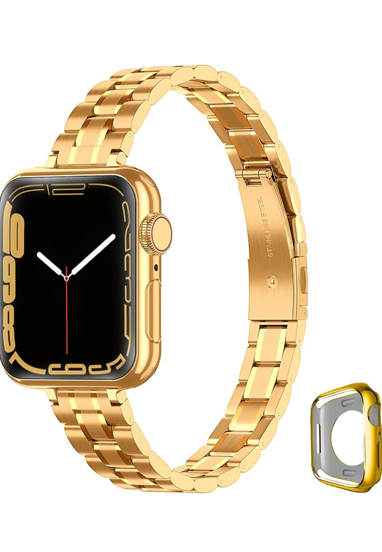 Metal band Compatible with Apple Watch Band 46mm 45mm 44mm 42mm 41mm 40mm 38mm for women, Slim and Thin Stainless Steel Replacement Adjustable Wristband for iWatch Series 11/10/9/8/7/6/5/4/3/2/1/SE Size: 38/40/41 mm