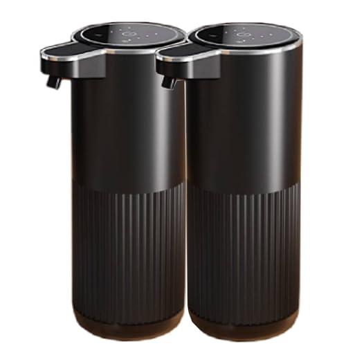 2 Pack Automatic Soap Dispenser, Touchless Foaming Soap Dispenser Bathroom,Upgrade Hand & Dish Electric Dispenser 4-Level Waterproof Wall Mount Kitchen Auto Soap Pump for Thin & Thick Liquid (Black)