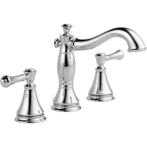 Delta Cassidy Chrome Bathroom Faucet 3 Hole, 8 Inch Widespread Bathroom Sink Faucet for Vanity, Metal Push-Pop Drain Assembly, Chrome 3597LF-MPU