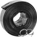 Poolvio Backwash Hose 1-1/2" x 50 ft, Heavy-Duty Lay-Flat Reinforced PVC Discharge Hose with 2 Stainless Steel Thumb Screw Clamps, Leak-Resistant for Inground & Above-Ground Pool Filters