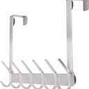 YUMORE Over The Door Hooks, SUS304 Stainless Steel Heavy Duty Door Hanger for Coats Robes Hats Clothes Towels, Hanging Towel Rack Organizer, Easy Install Space Saving Bathroom Hooks, Brushed Finish