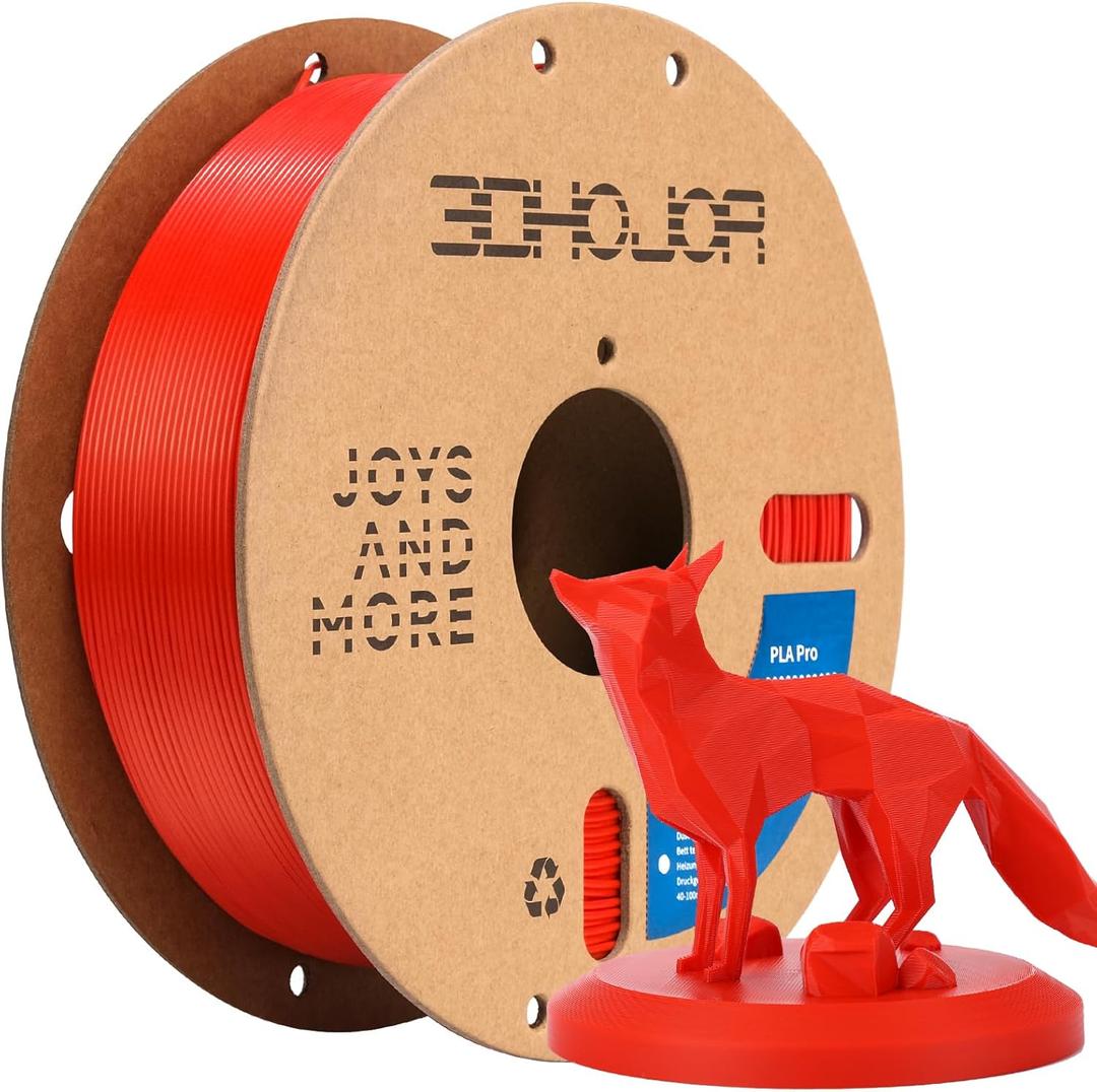 3DHoJor PLA Pro (PLA+) Filament 1.75mm, 3D Printer Filament, Cardboard Spool, +/- 0.03mm Accuracy, Red, 1kg