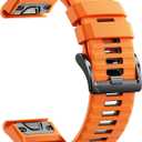 Quickfit 26mm Watch Bands for Garmin Fenix 8 51mm/7X/6X/5X, Sports Silicone Bands Compatible with Garmin Fenix 8 Pro 51mm/7X Pro/6X Pro/5X Plus/3/3HR/Descent MK1/MK2i Smartwatches