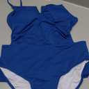 B2prity Tankini Swimsuits for Women Tummy Control Ruched Two Piece Bathing Suit V Wire Neck Swim Suit Tie Back Swimwear, Size Medium, Blue 