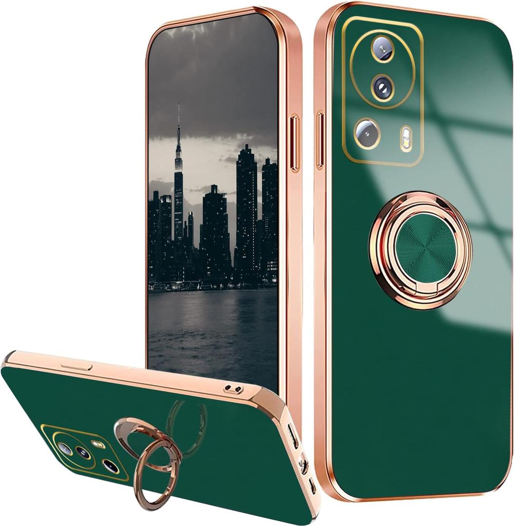 Compatible with Xiaomi 13 Lite Case Ring Holder Magnet Green, for Xiaomi 13 Lite Phone Case Silicone Shockproof Plate Luxury Slim Cover (Dark Green) Compatible with Xiaomi 13 Lite Case Ring Holder Magnet Green, for Xiaomi 13 Lite Phone Case Silicone Shockproof Plate Luxury Slim Cover (Dark Green)