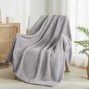 Exclusivo Mezcla Fleece Throw Blanket Extra Large, Super Soft and Warm Blankets for Couch, Sofa and Bed Waffle Textured, Cozy, Fuzzy and Lightweight (Light Grey, 50x70 Inches)