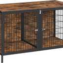 Dog Crate Furniture for 2 Dogs, 43.3" Dog Kennel with Removable Divider, Heavy Sturdy Dog Furniture Style Double Cage for Small Medium Dog, Indoor Pet House End Table, Rustic Brown DCHR1201