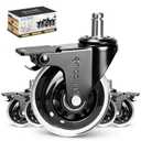 TICONN Office Chair Caster Wheels Set of 5 for Tile, Hardwood Floors and Carpets, Universal Fit for Most Chairs (Transparent with Brake)