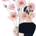 Poppy Flowers Artificial,6PCS Pink Silk Poppies 35.43in Fake Long Stem Flowers for Tall Vase Wedding Party Home Decor(Light Pink)