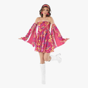 fun shack Go Go Girl Costume Women Disco Dress, 70s Gogo Outfit for Women, Retro Party Wear, Fun Dance Attire, Size L