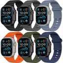 6 Pack Sport Bands for Apple Watch Ultra/3/2 Band 49mm 46mm 45mm 44mm 42mm 41mm 40mm 38mm iWatch Bands for Men Women,Waterproof Silicone Strap Wristband for Apple Watch Series 11 10 9 8 7 6 5 4 SE 3/2