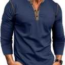 Mens Casual Short Sleeve Henley Shirts Classic Summer T-Shirt v Neck Lightweight Tee (Large)