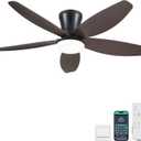 Ceiling Fans with Lights-42 Low Profile Ceiling Fan with Light and Remote/APP Control, Flush Mount, DC Reversible, LED Dimmable Modern Ceiling Fans for Bedroom, Indoor/Outdoor Patio Use (Brown)