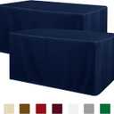 Obstal 2 Pack Table Clothes for 6 Foot Rectangle Tables - Water Resistant Washable Fabric Polyester Rectangle Table Cover Protector for Wedding, Banquet and Trade Shows, 72L x 30W x 30H Inches, Navy