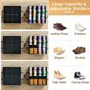NestOrganix 2 Pack Shoe Organizer for Closet, Large Shoe Box Storage Containers, Foldable Shoe Storage Organizer Box Bin with Adjustable Dividers and Clear Cover, Space Saving Shoes Holder, Black