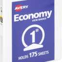 Avery Economy View 3 Ring Binder, 1" Round Rings, 1 White Binder (05711)