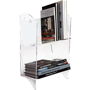 Mouchoi Acrylic Bookcase, Corner Bookshelf, Acrylic Tabletop Display Shelf, Modern Clear Display Stand, Sturdy Storage Shelf, 2 Tier