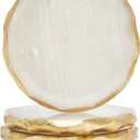 Juvale Natural Selenite Crystal Coasters - Absorbent Surface Barrier & Crystal Drink Coasters - Handcrafted Geode Slices & Gold Decor Accent - Set of 4 for Cups & Bottles - 4-Pack, 3.75-4 in