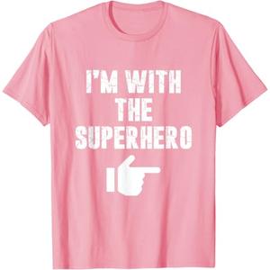 I'm with the Superhero Fun Easy Playful Halloween Costume T-Shirt (Pink, M)
