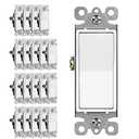 (20 Pack) CML 3 Way Decorator Paddle Rocker Wall Light Switch, Single Pole or Three Way, 15A 120/277V, On/Off Interrupter, UL Listed, White