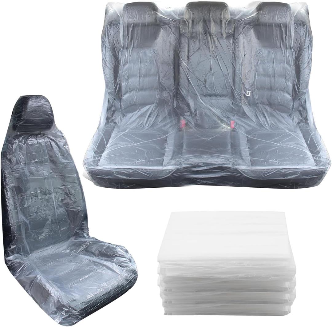 20PCS Plastic Seat Covers for Cars,Full Coverage Disposable Car Seat Covers for Keeping Front and Back Seats Clean,Universal Car Accessories Cars Seats Protector for Most Vehicles