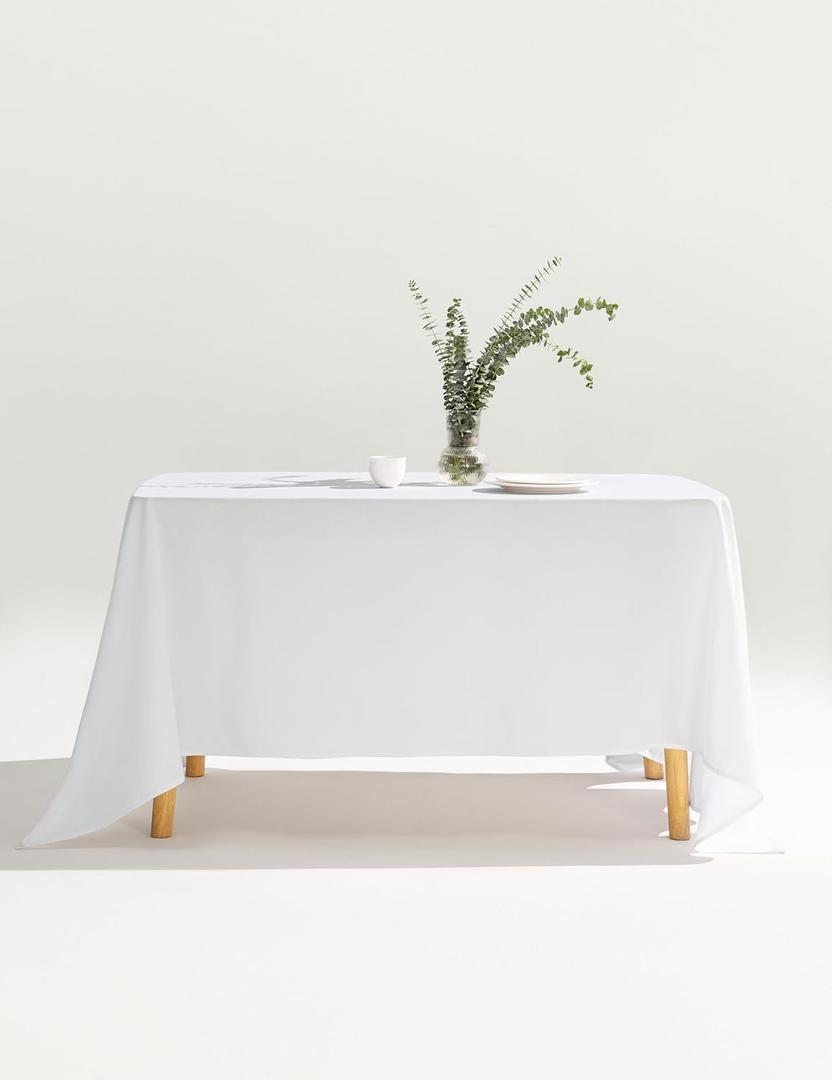 100% Polyester Tablecloth  Durable & Easy-Care Table Covers for Catering, Restaurants & Events, Set of 2 (White, 52x52 Inch)